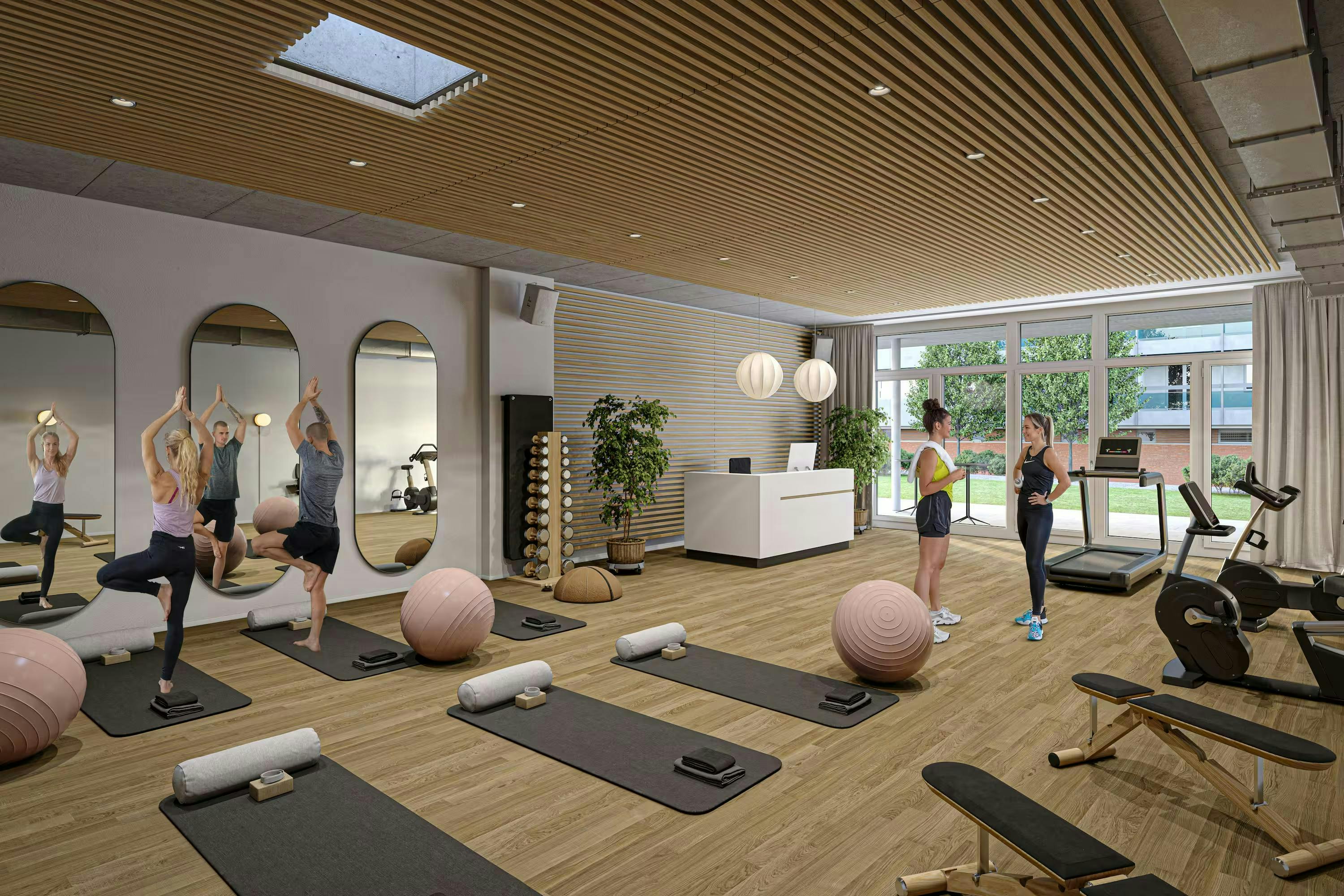 echt3D 3D-Visualisierung Portfolio Innenvisualisierung modernes Yogastudio Pilatesstudio