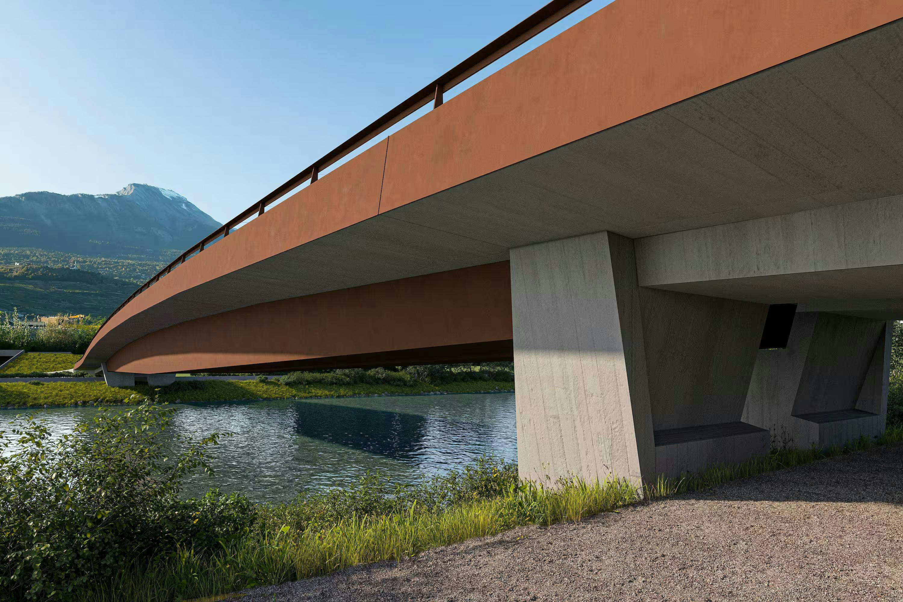 echt3D 3D-Visualisierung Portfolio Aussenvisualisierung Brücke am Fluss im Land