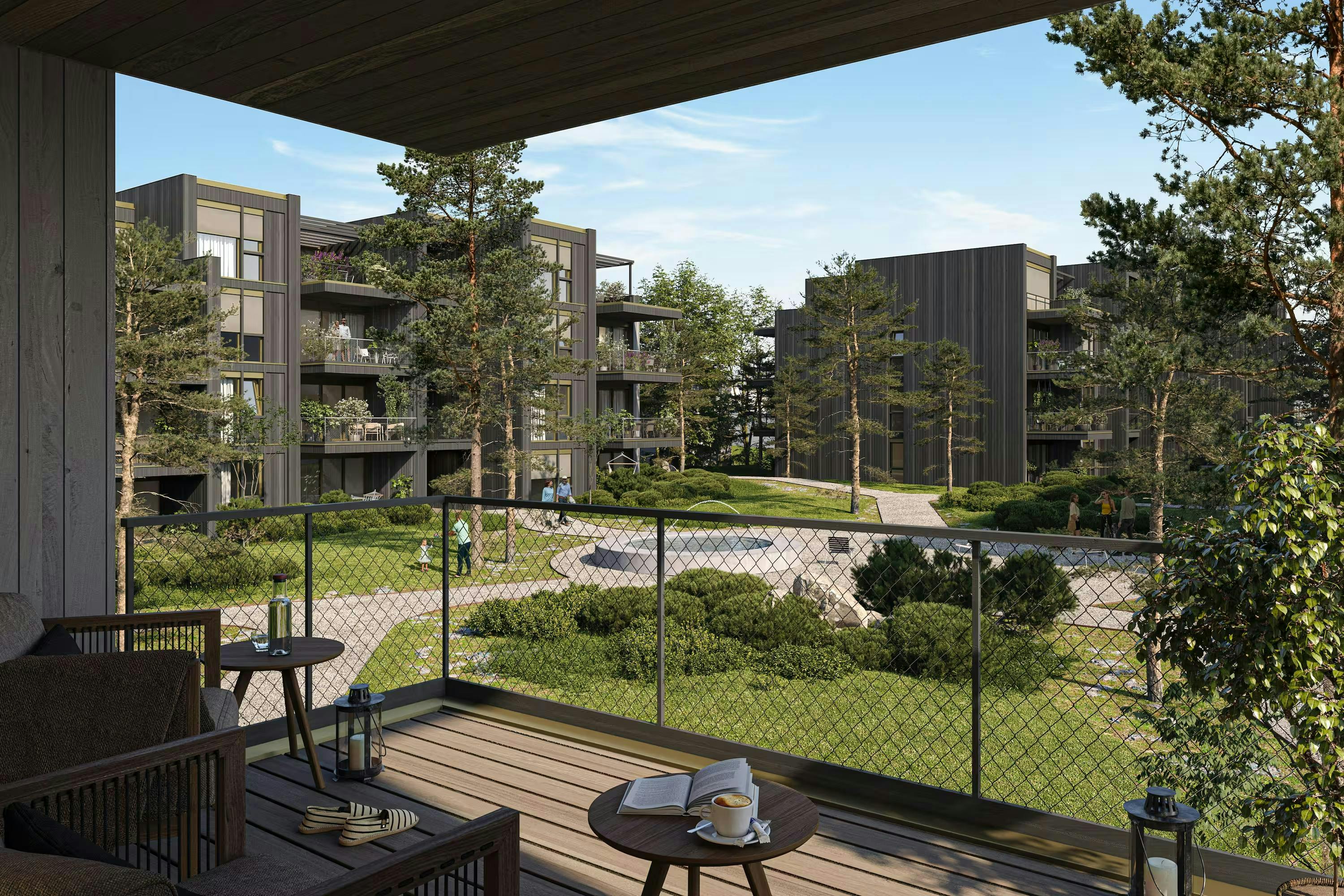 echt3D 3D-Visualisierung Portfolio Aussenvisualisierung Wohnungen mit Terrasse