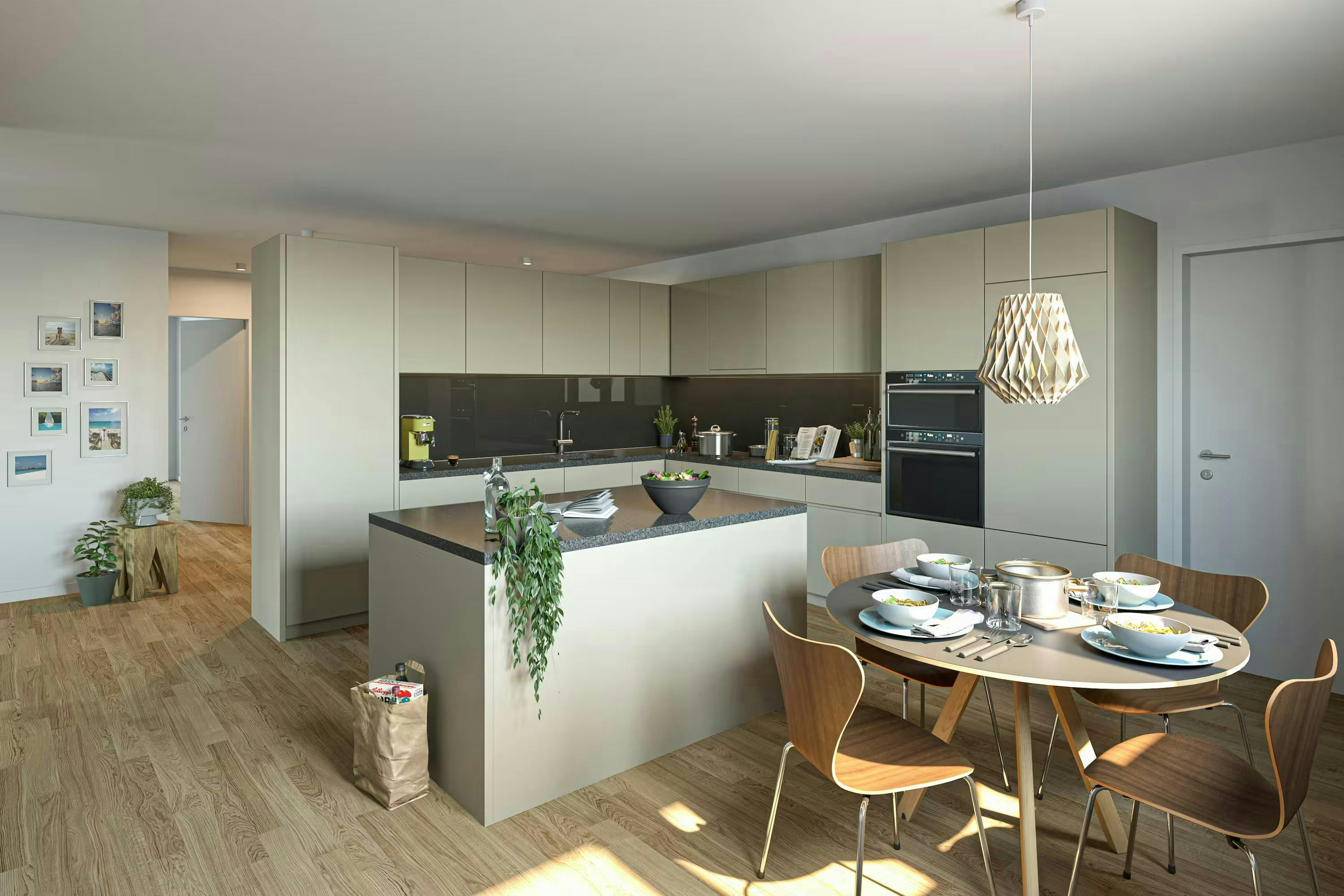 echt3D 3D-Visualisierung Portfolio Innenvisualisierung Wohnung Esszimmer Küche