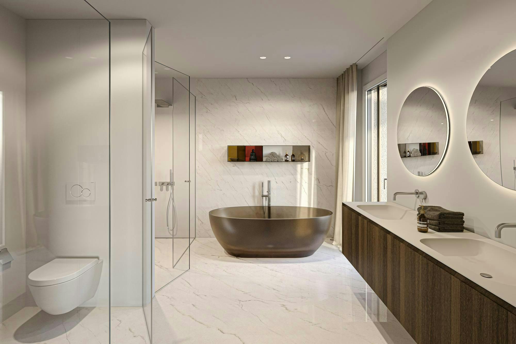 echt3D 3D-Visualisierung Portfolio elegantes Badezimmer mit einmaliger Badewanne